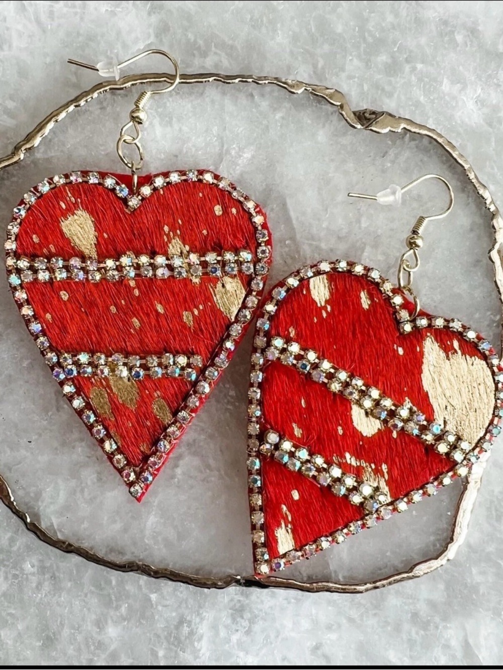 Plunder Miss Cupid Red and Gold Heart Earrings